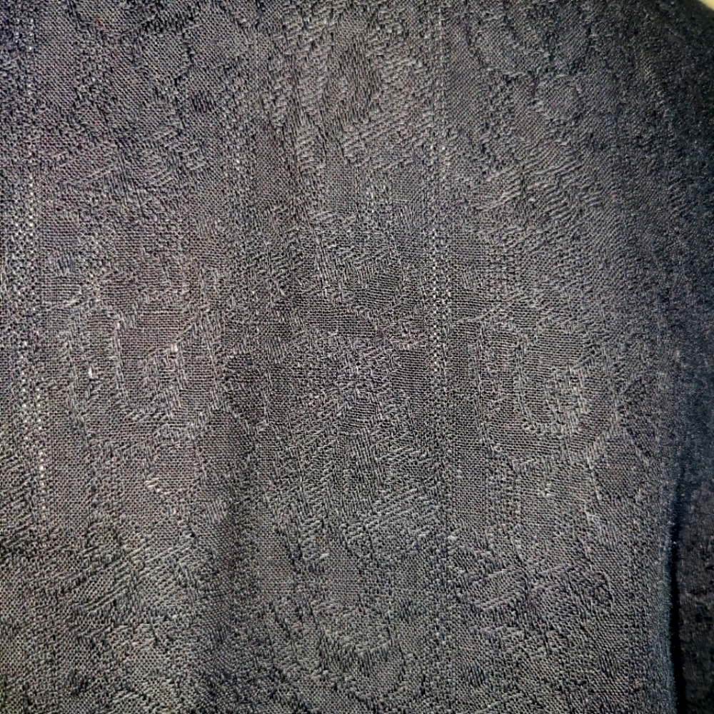 Flax short sleeve black jacquard tunic, relaxed fit, Size S - Picture 6 of 11